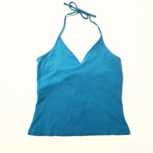 Express Peacock Blue Halter Top